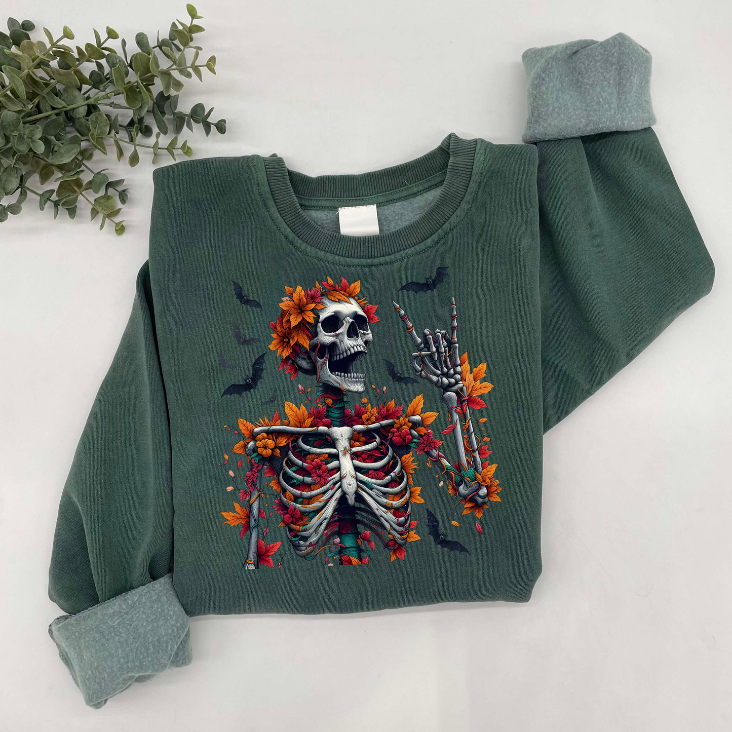 Leaf Skeleton with Bats Sweatshirt