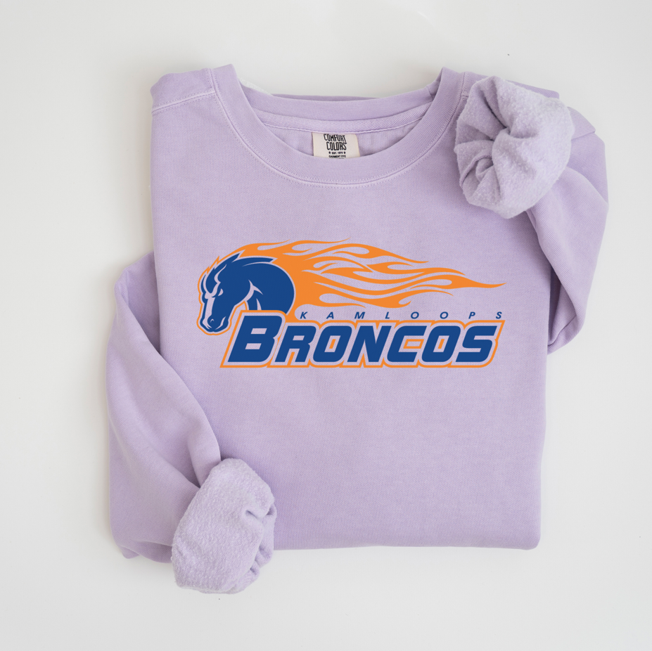 Traditional Broncos Logo Vintage Wash Hoodie or Crew