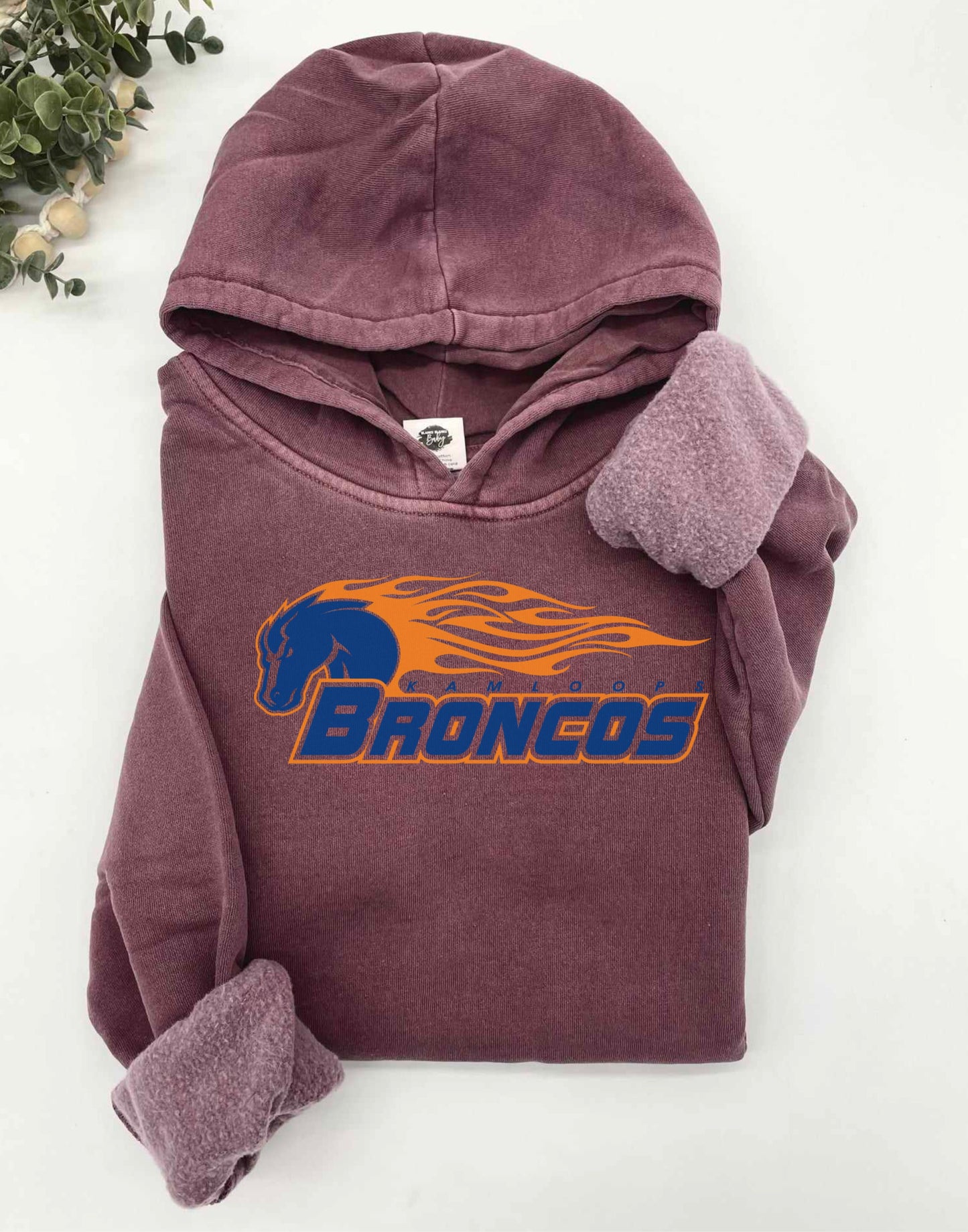 Traditional Broncos Logo Vintage Wash Hoodie or Crew