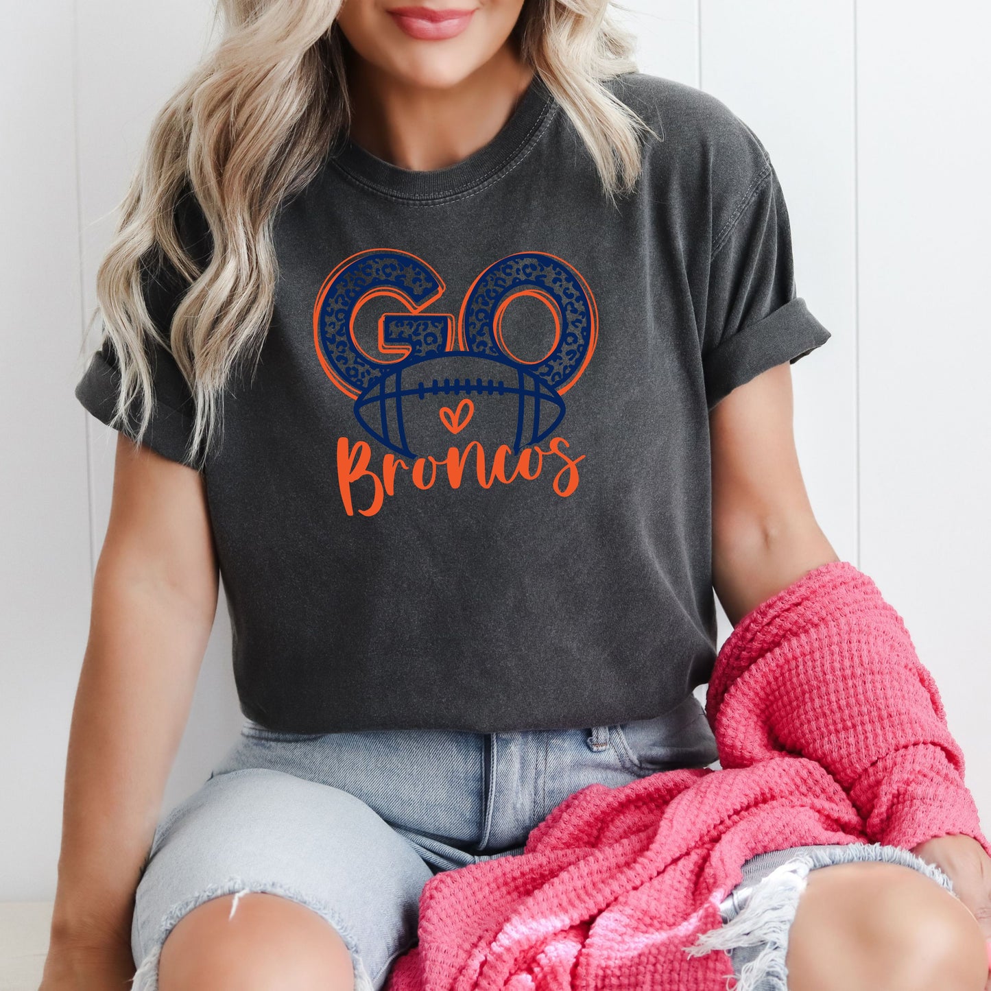 Go Broncos Heart Sun Washed Collection π 100% Pigment Dyed Cotton Tees