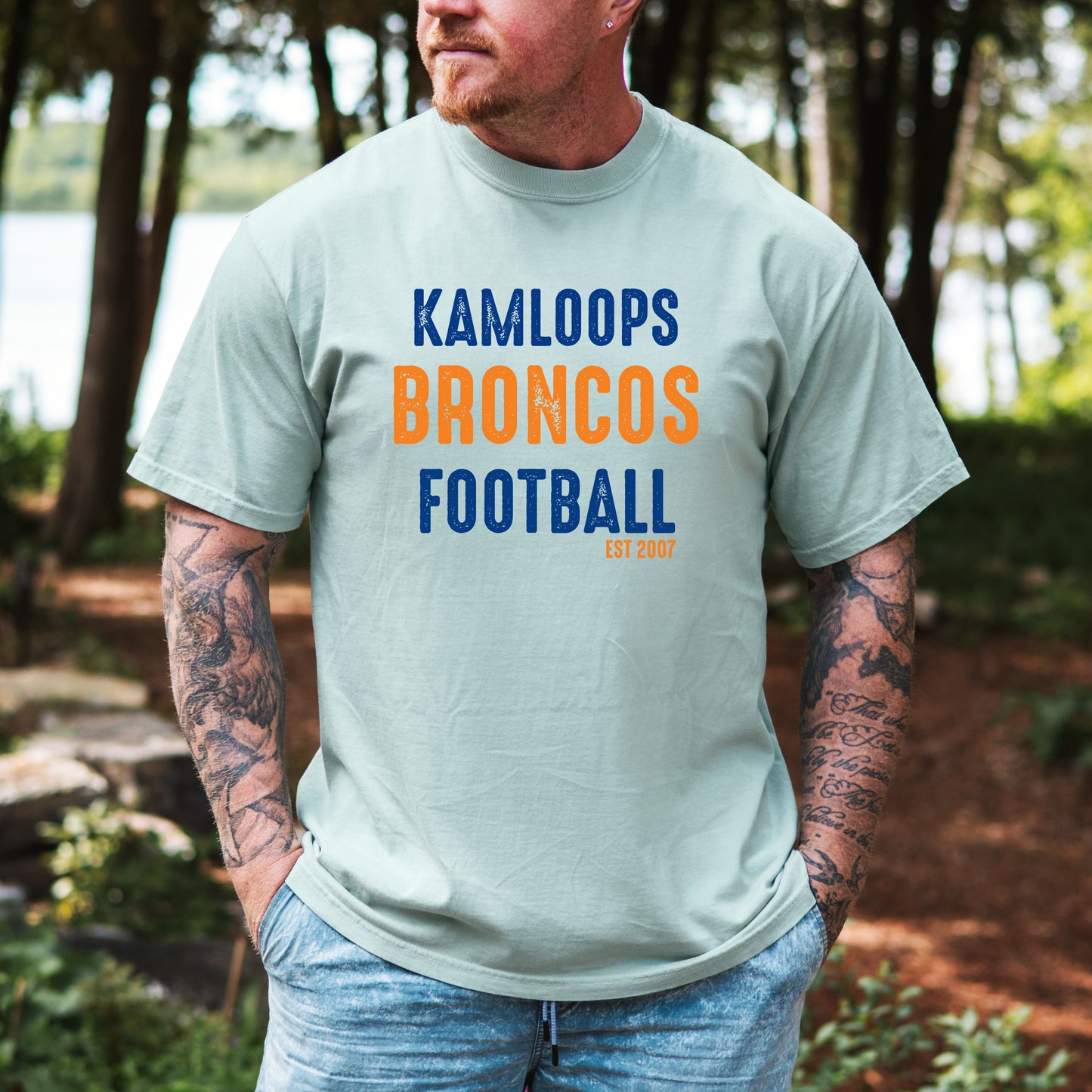 Kamloops Broncos Football est 2007 Sun Washed Collection π 100% Pigment Dyed Cotton Tees