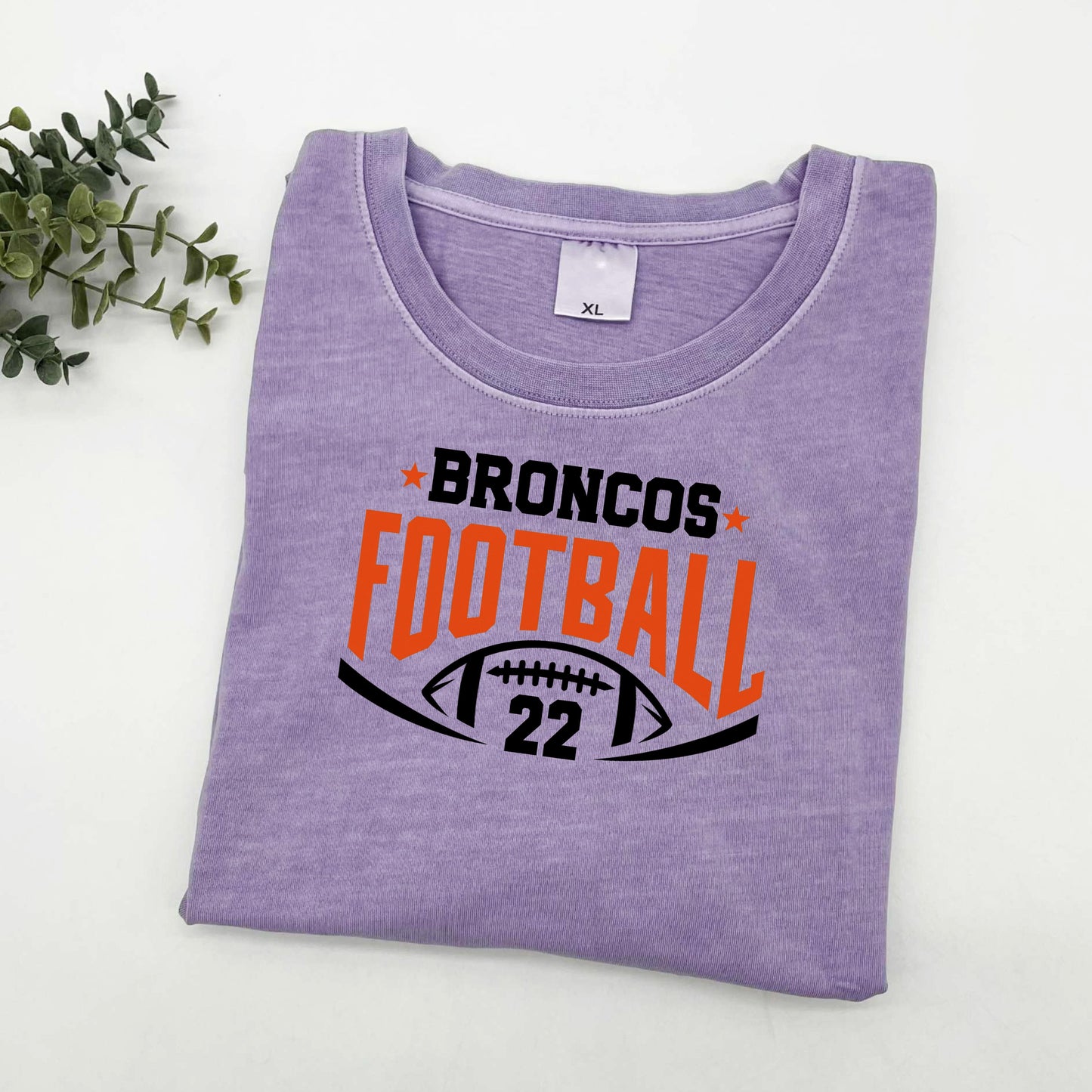 Broncos Football with Number Sun Washed Collection π 100% Pigment Dyed Cotton Tees