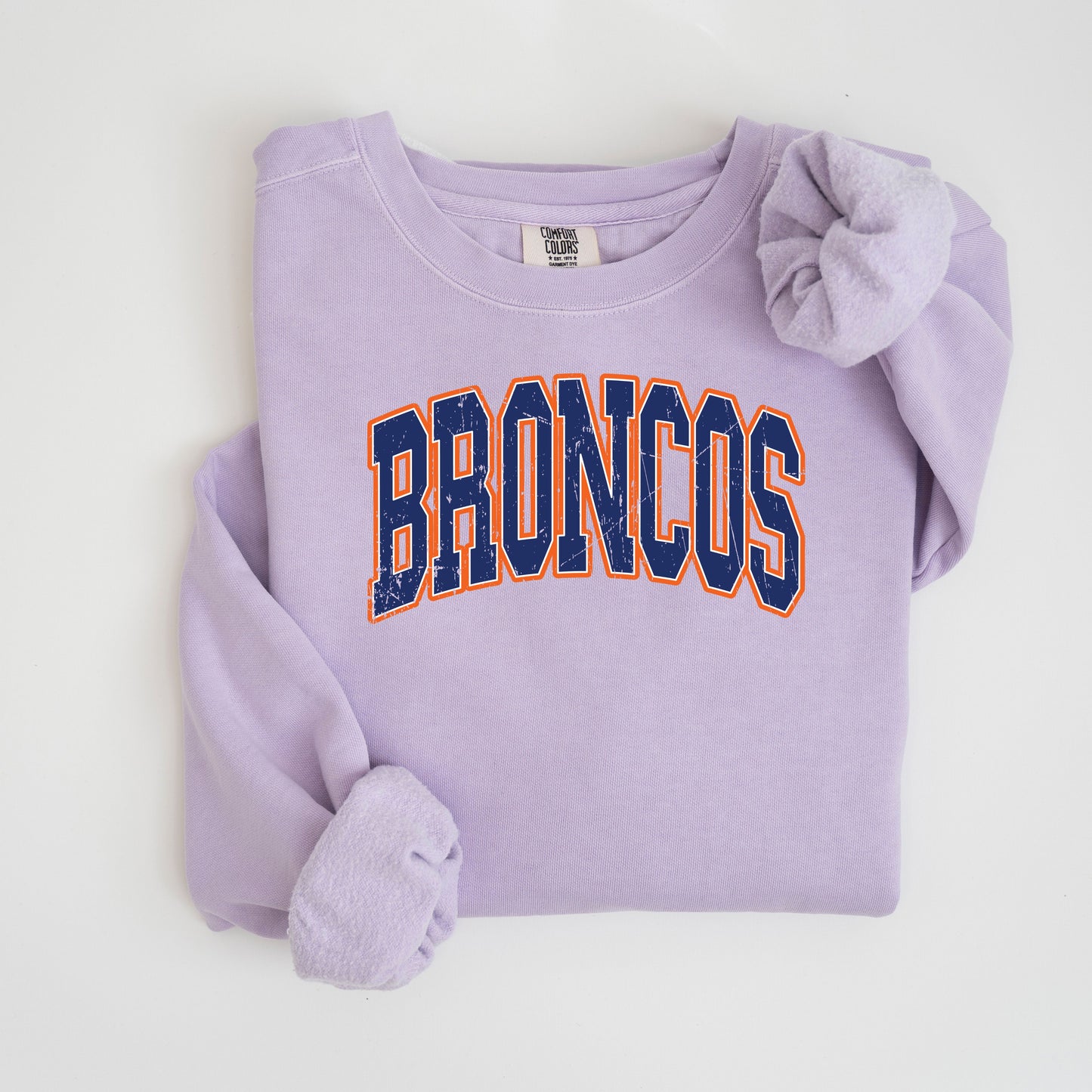 Broncos College Font Vintage Wash Hoodie or Crew