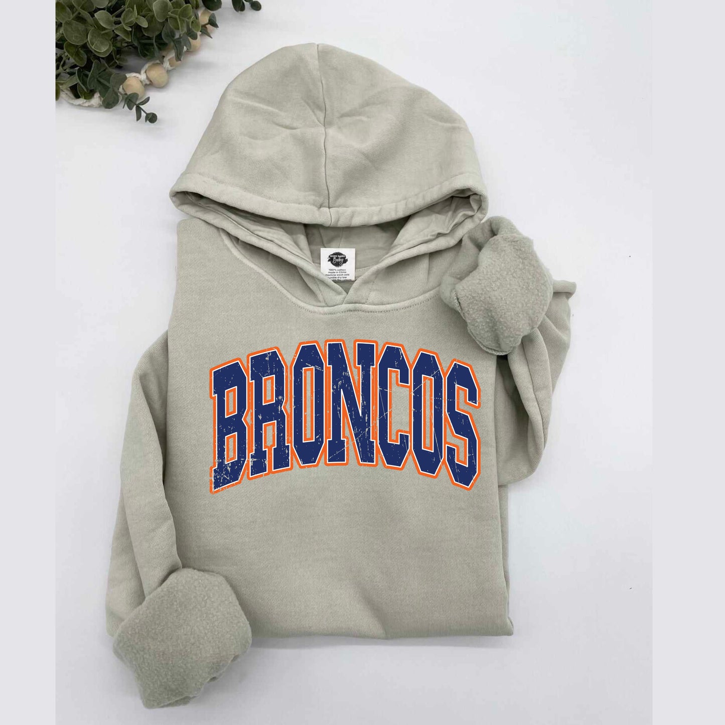 Broncos College Font Vintage Wash Hoodie or Crew