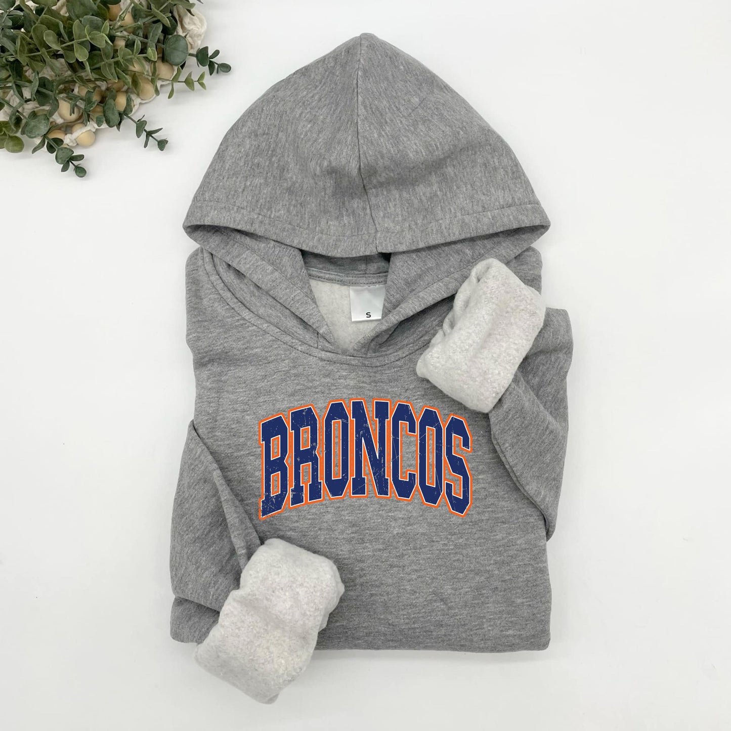 Broncos College Font Plush Hoodie or Crew
