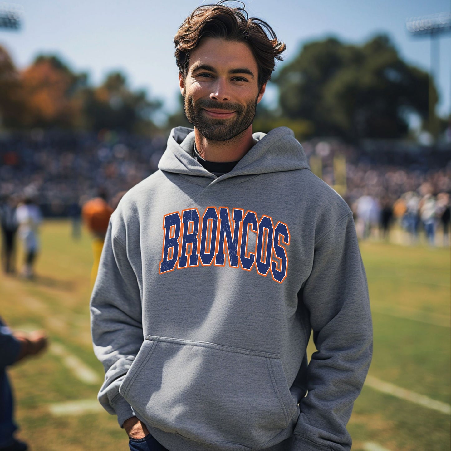 Broncos College Font Plush Hoodie or Crew