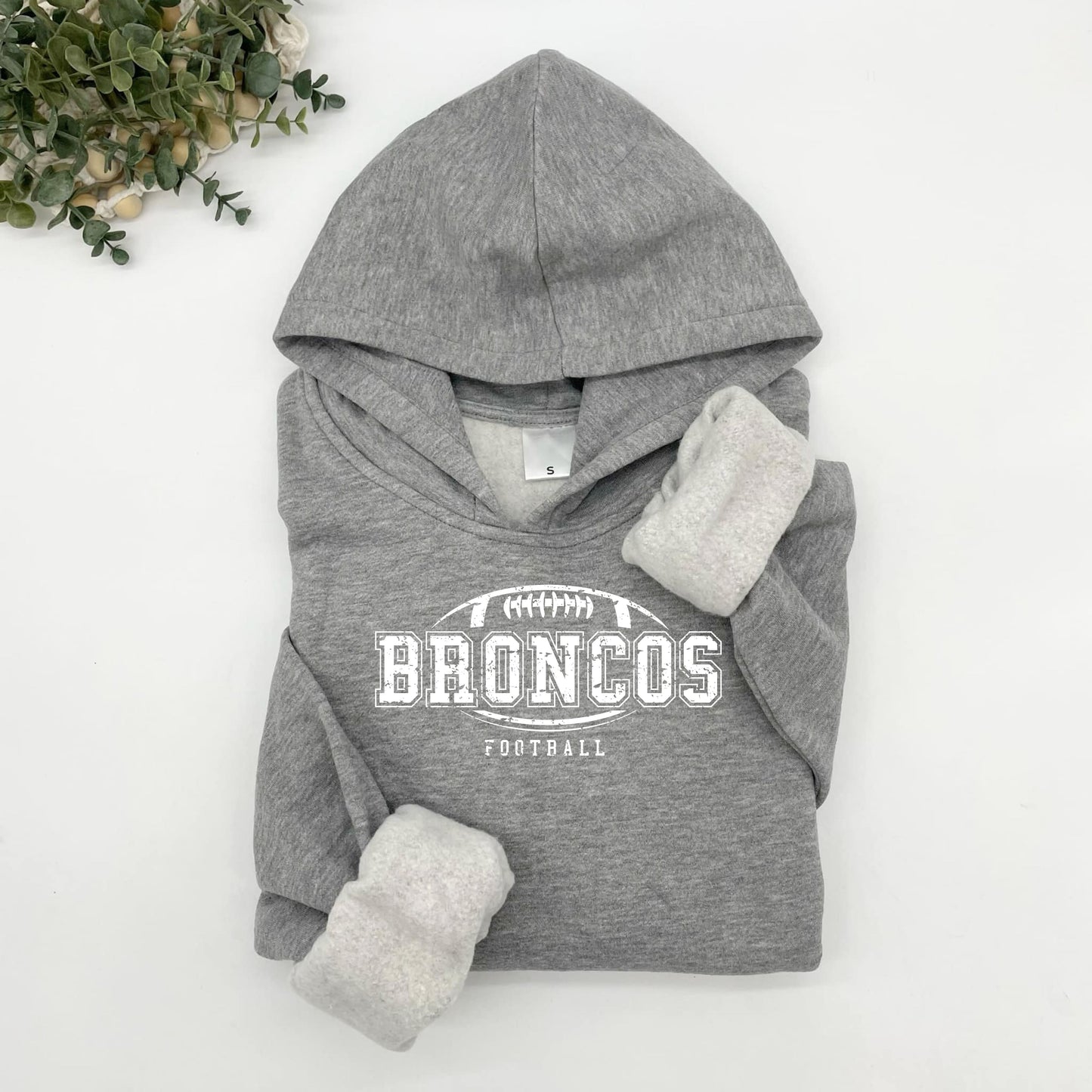 Distressed Broncos Logo Plush Hoodie or Crew