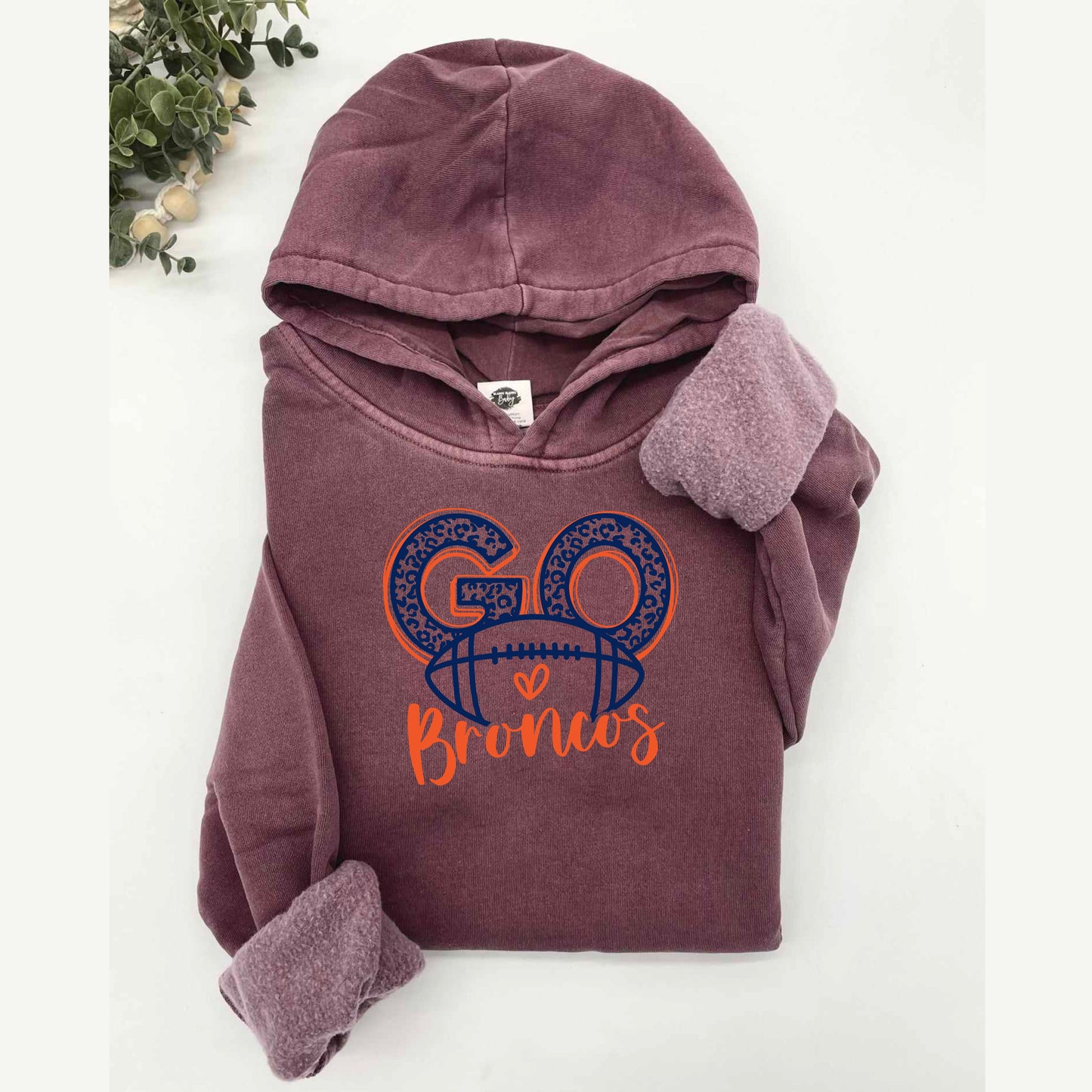 Go Broncos Heart Vintage Wash Hoodie or Crew
