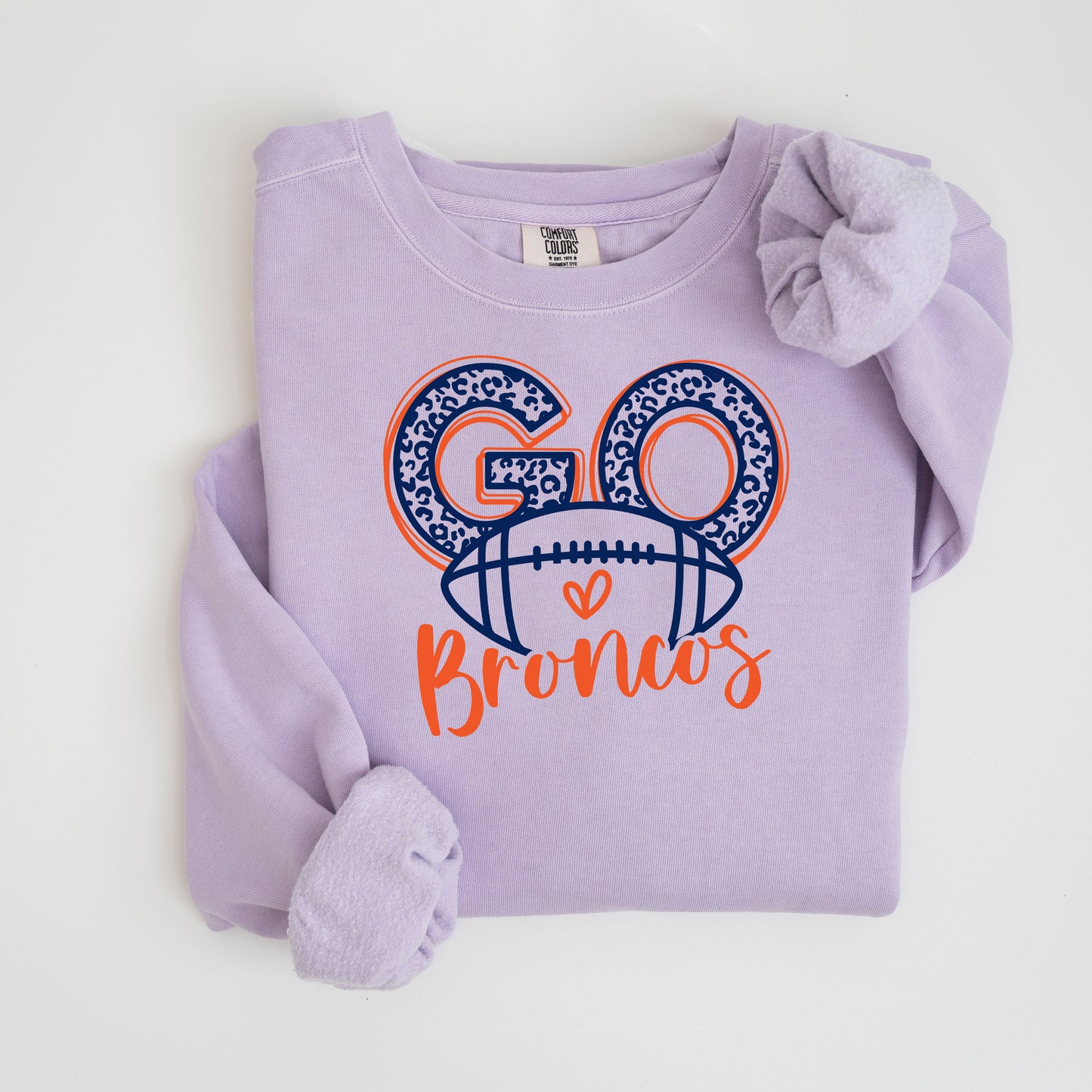 Go Broncos Heart Vintage Wash Hoodie or Crew