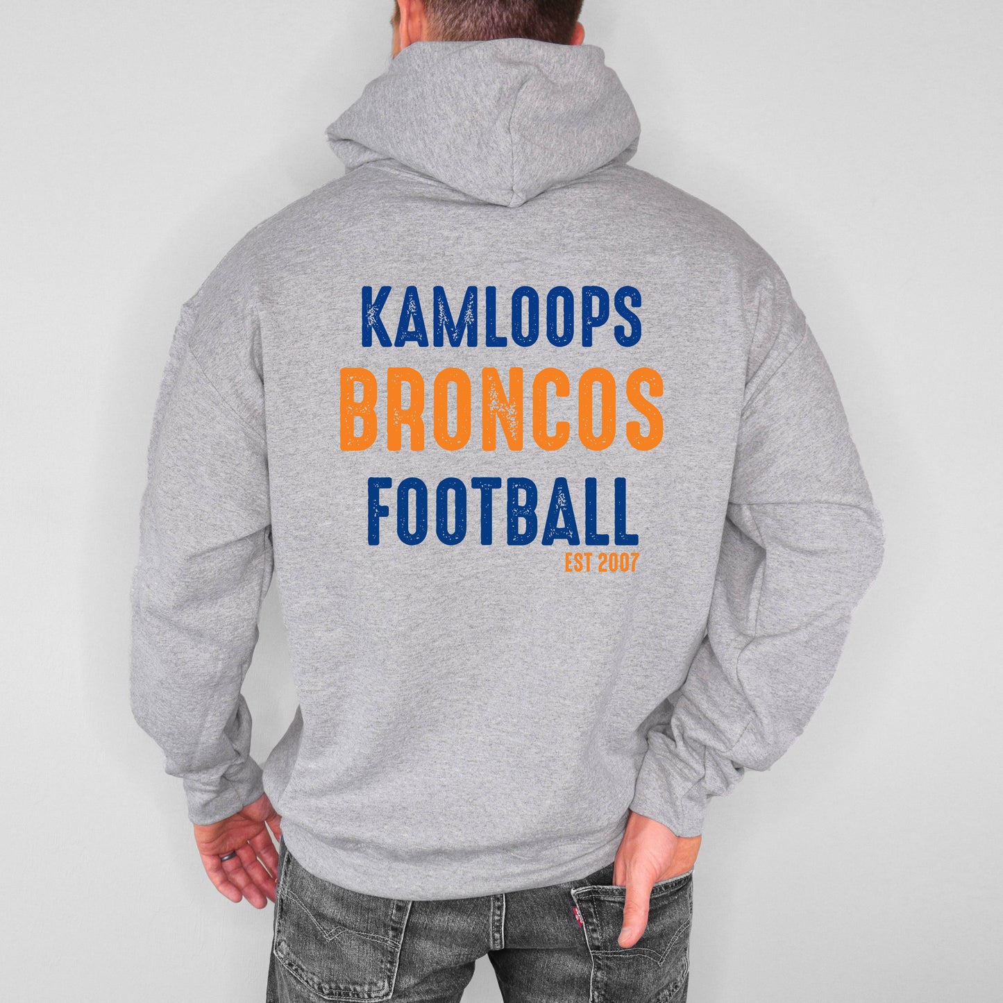 Kamloops Broncos Football est 2007 Font Plush Hoodie or Crew