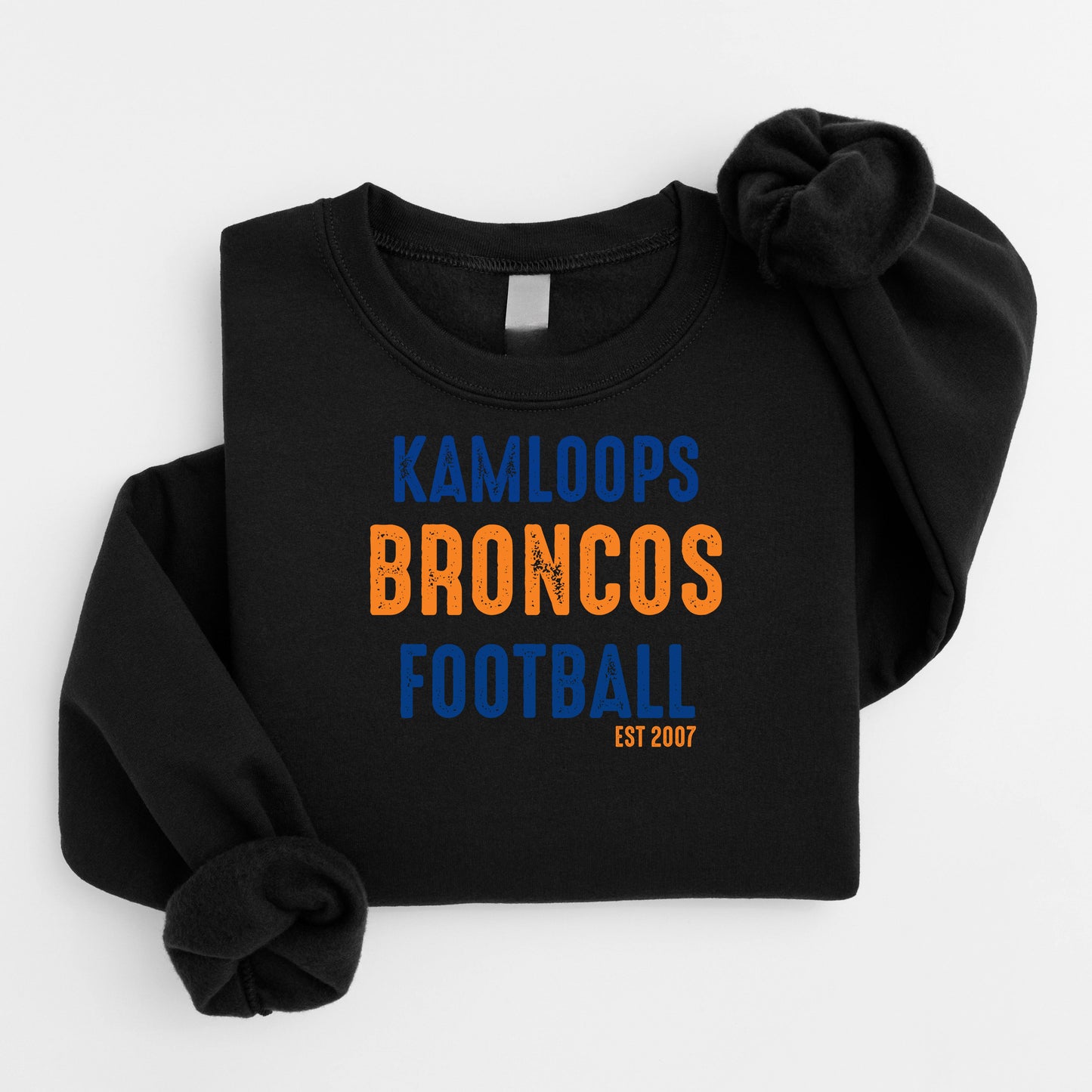 Kamloops Broncos Football est 2007 Font Plush Hoodie or Crew