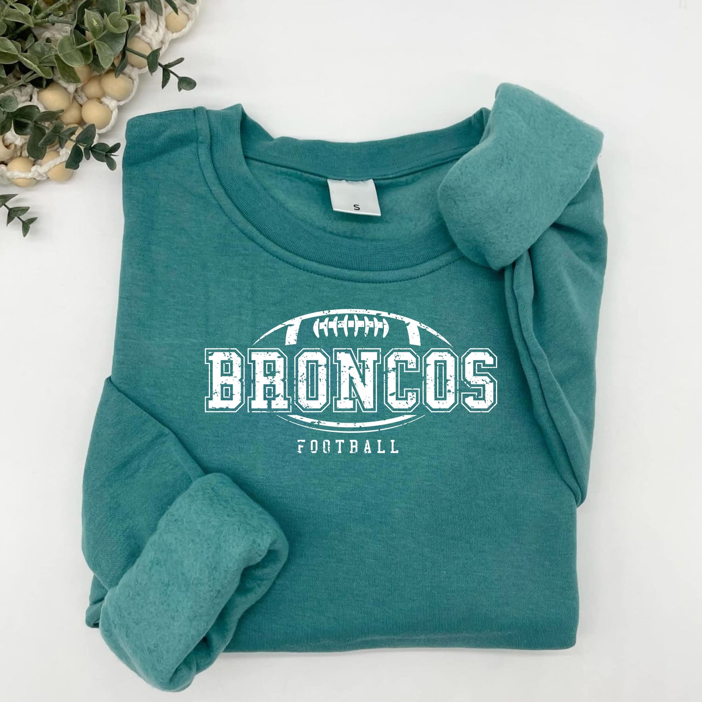 Distressed Broncos Logo Plush Hoodie or Crew