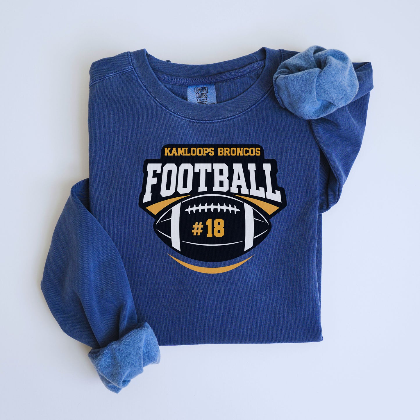 Broncos with Number Vintage Wash Hoodie or Crew
