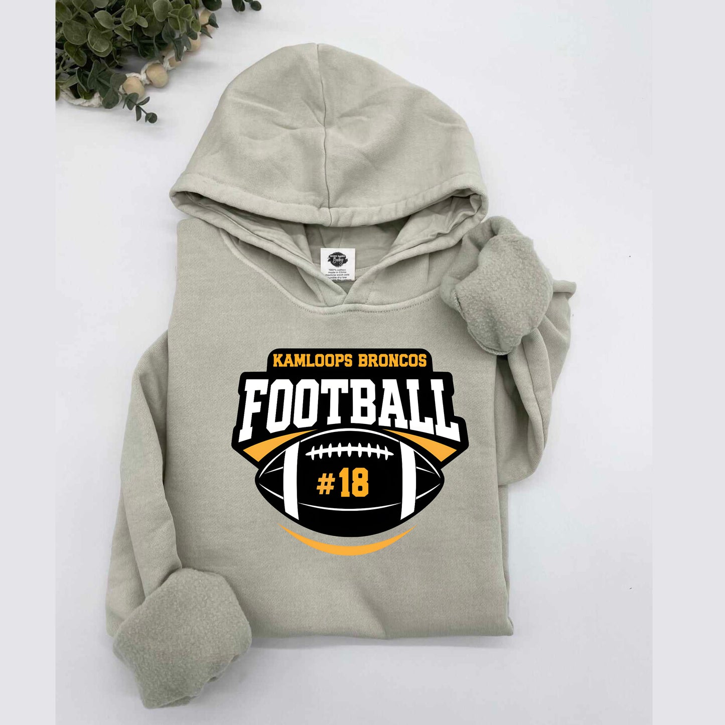 Broncos with Number Vintage Wash Hoodie or Crew