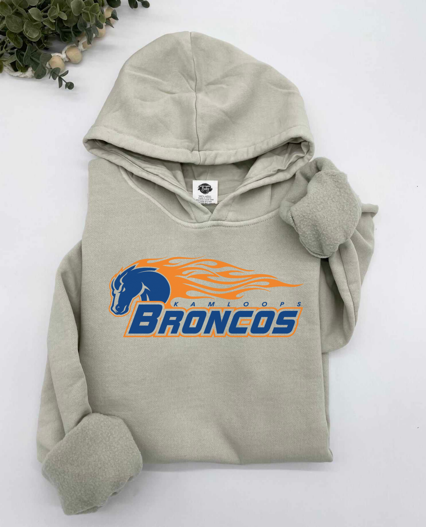 Traditional Broncos Logo Vintage Wash Hoodie or Crew