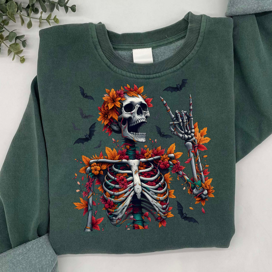 Leaf Skeleton with Bats Sweatshirt