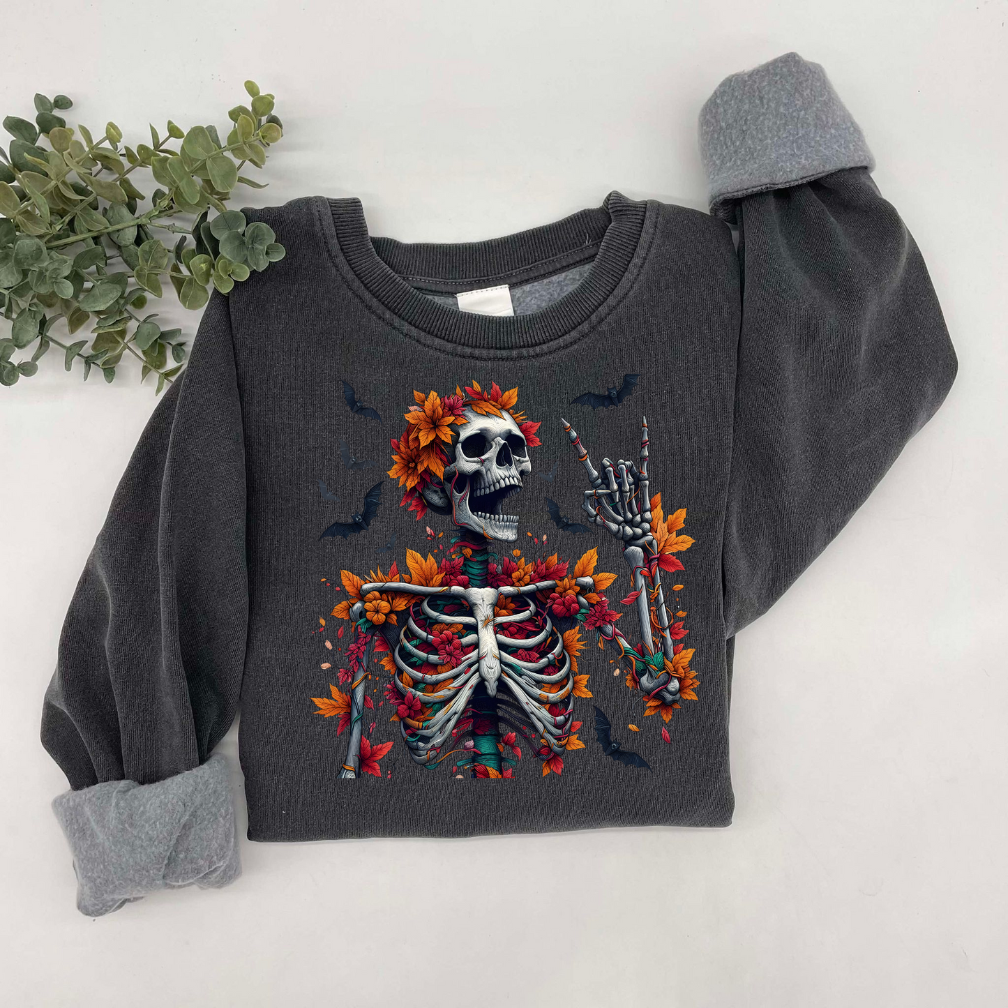 Leaf Skeleton with Bats Sweatshirt