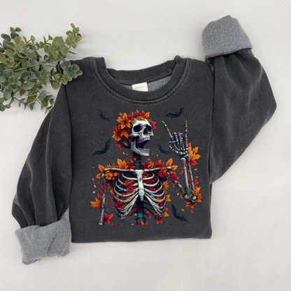 Leaf Skeleton with Bats Sweatshirt