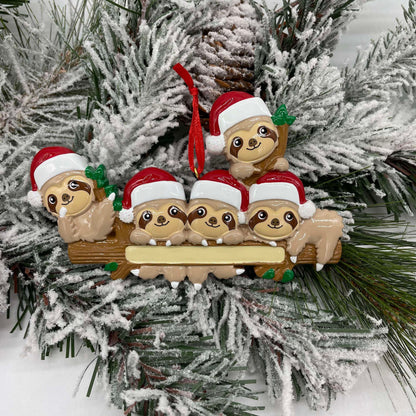 Personalized Sloth Family Ornament
