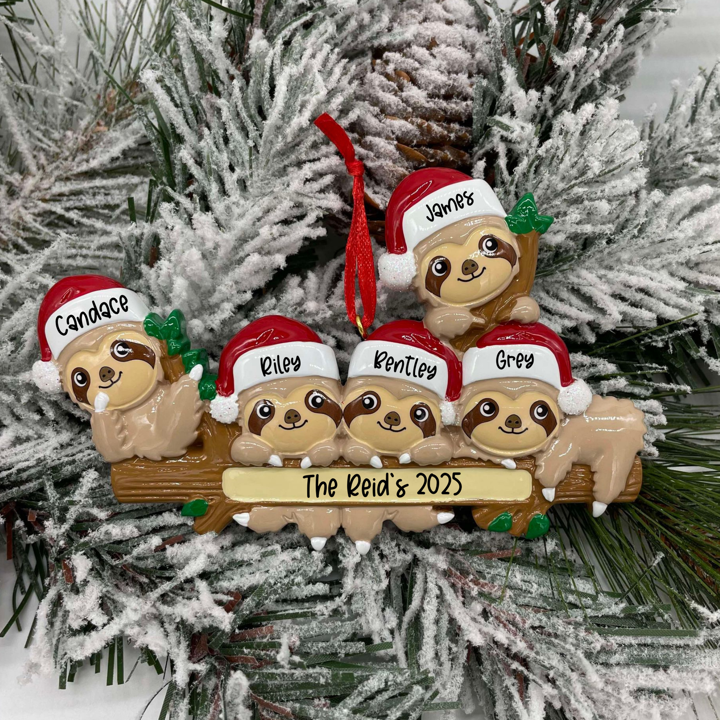 Personalized Sloth Family Ornament