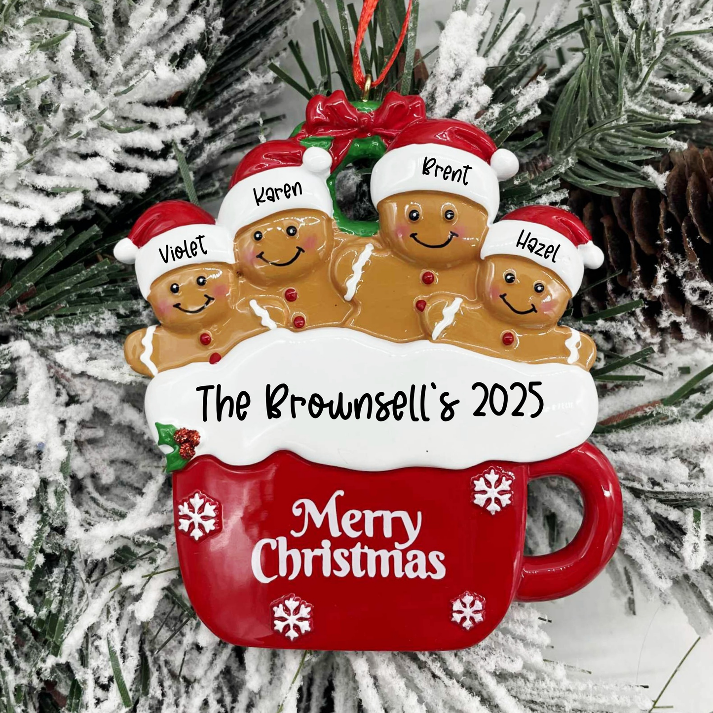 Personalized Gingerbread Cocoa Family Ornament