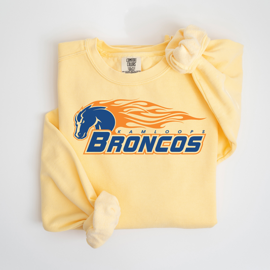 Traditional Broncos Logo Vintage Wash Hoodie or Crew