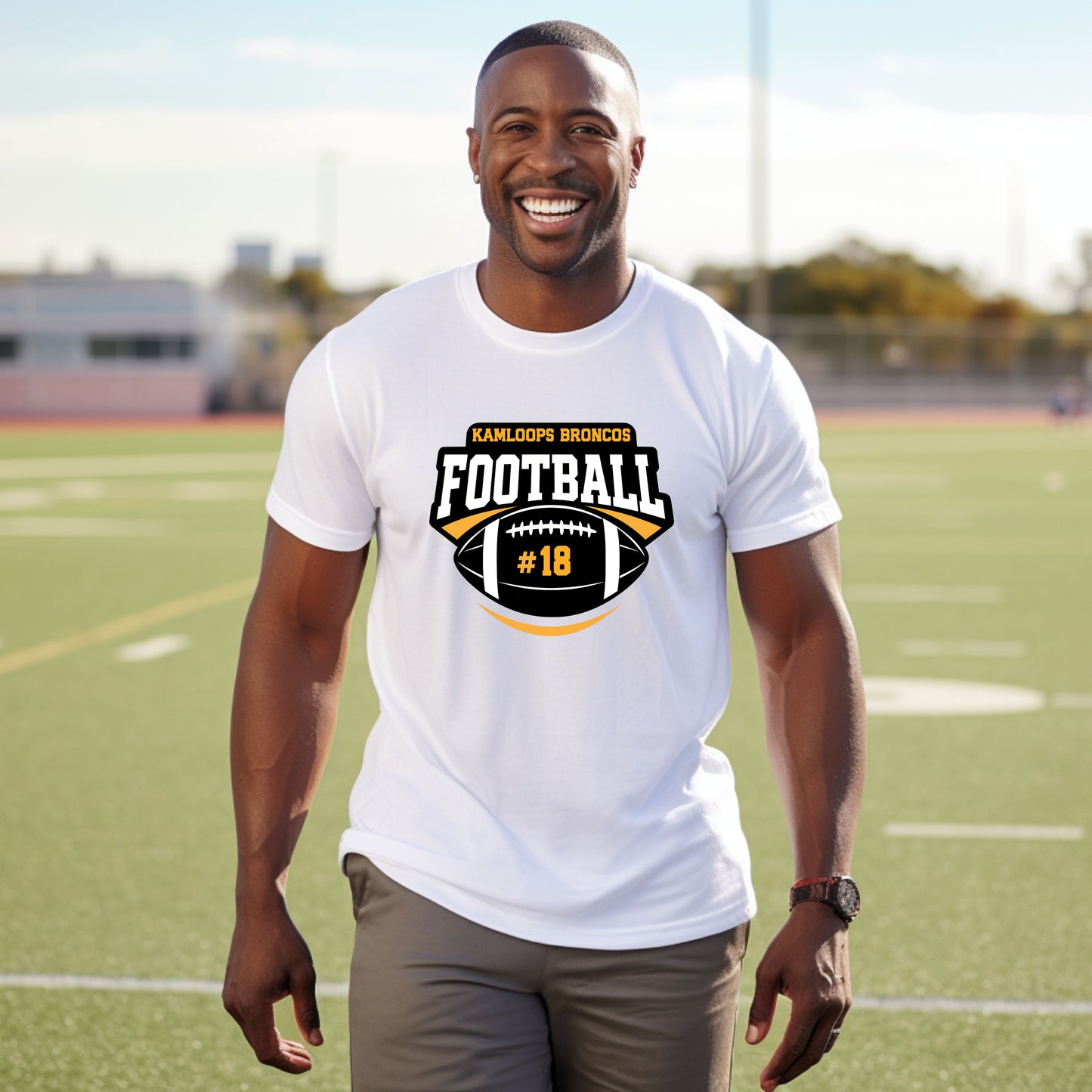 Broncos with Number Tri Blend Adult Tee