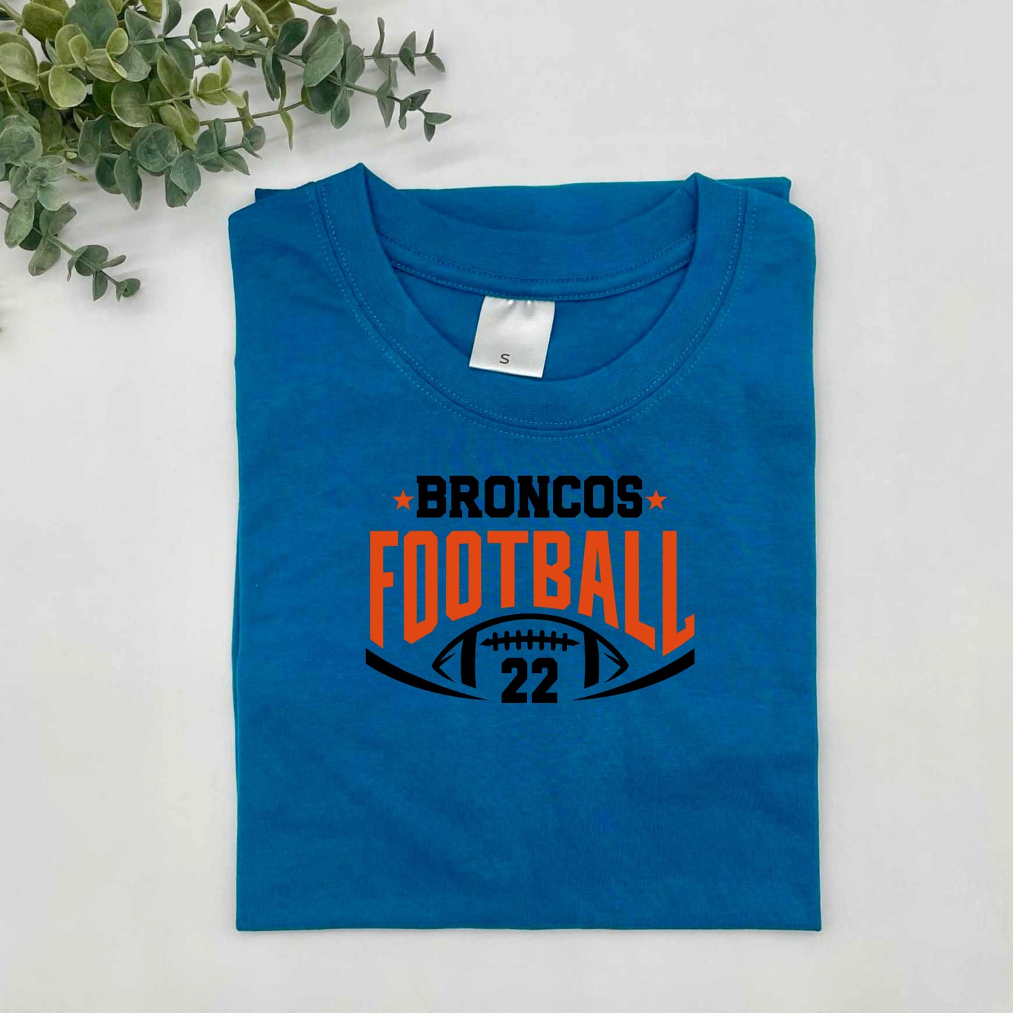 Broncos Football with Number Tri Blend Adult Tee