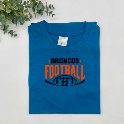 Broncos Football with Number Tri Blend Adult Tee