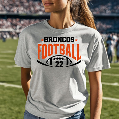 Broncos Football with Number Tri Blend Adult Tee