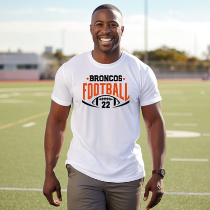 Broncos Football with Number Tri Blend Adult Tee