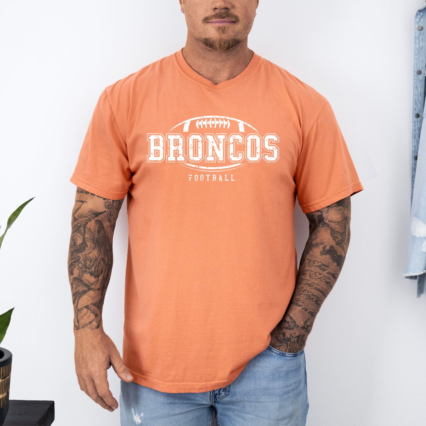 Distressed Broncos Logo Sun Washed Collection 🌞 100% Pigment Dyed Cotton Tees