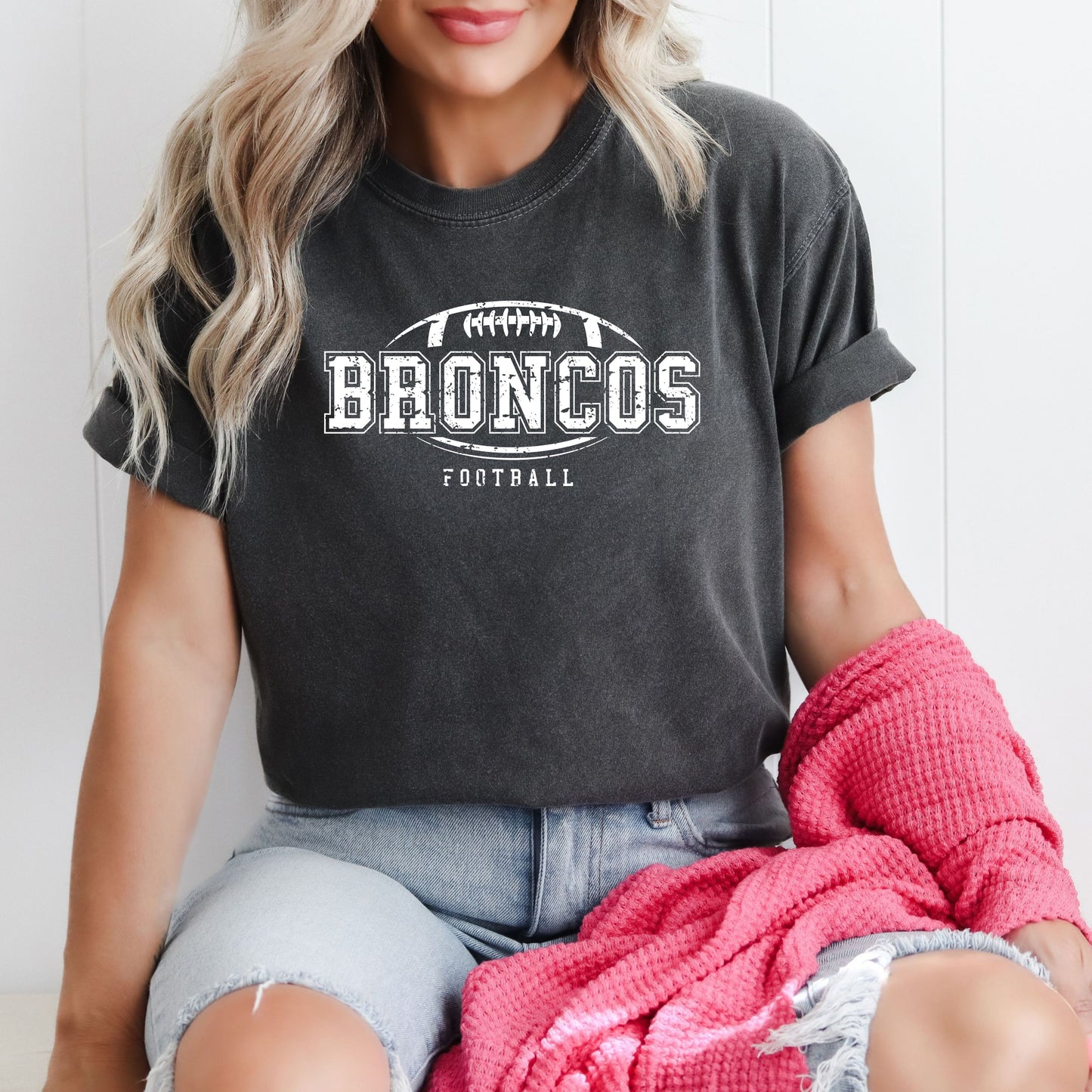 Distressed Broncos Logo Sun Washed Collection 🌞 100% Pigment Dyed Cotton Tees