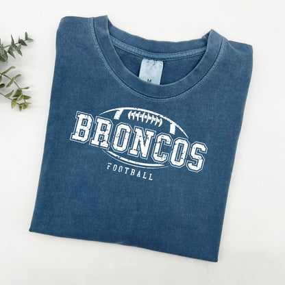 Distressed Broncos Logo Sun Washed Collection 🌞 100% Pigment Dyed Cotton Tees