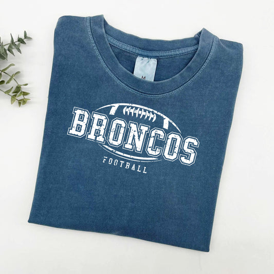Distressed Broncos Logo Sun Washed Collection 🌞 100% Pigment Dyed Cotton Tees