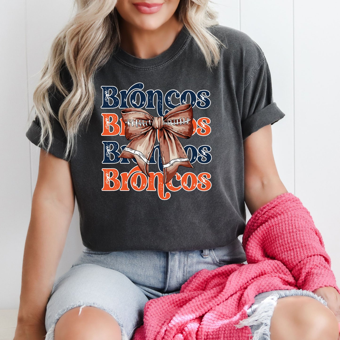Broncos Bow Sun Washed Collection 🌞 100% Pigment Dyed Cotton Tees