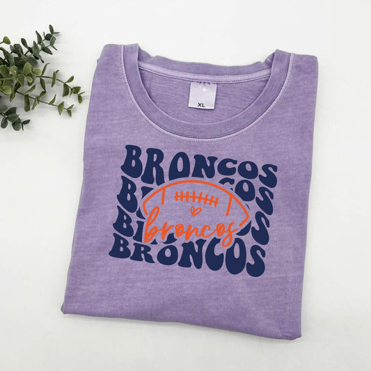 Broncos Groovy Repeat Sun Washed Collection 🌞 100% Pigment Dyed Cotton Tees