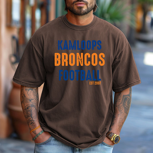 Kamloops Broncos Football est 2007 Sun Washed Collection 🌞 100% Pigment Dyed Cotton Tees
