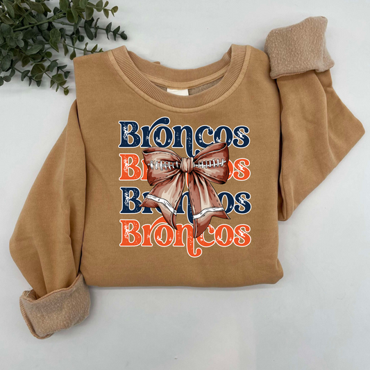 Broncos Bow Vintage Wash Hoodie or Crew