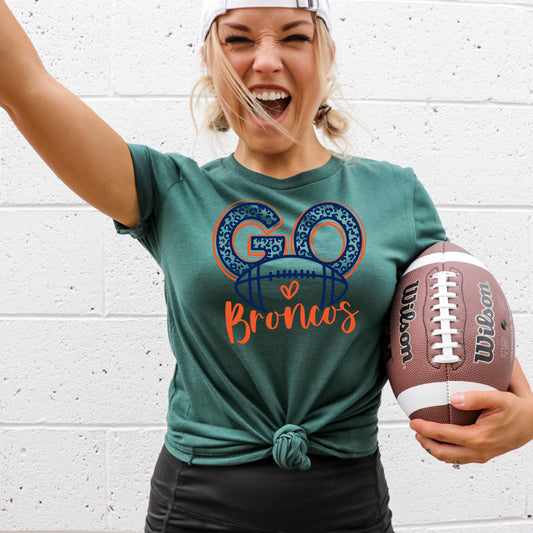 Go Broncos Heart Tri Blend Adult Tee