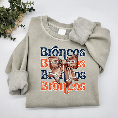 Broncos Bow Vintage Wash Hoodie or Crew