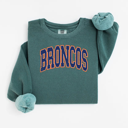 Broncos College Font Vintage Wash Hoodie or Crew