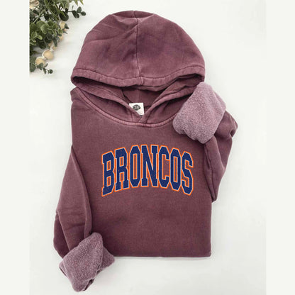 Broncos College Font Vintage Wash Hoodie or Crew