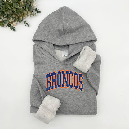 Broncos College Font Plush Hoodie or Crew