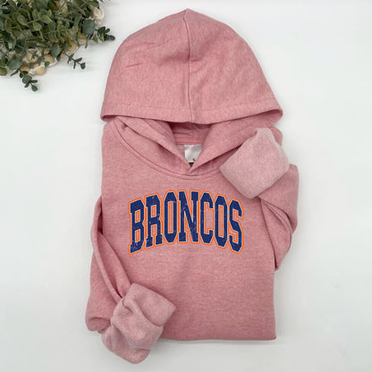Broncos College Font Plush Hoodie or Crew