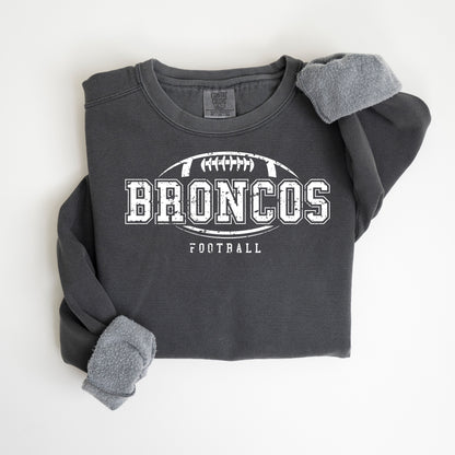 Distressed Broncos Logo Vintage Wash Hoodie or Crew