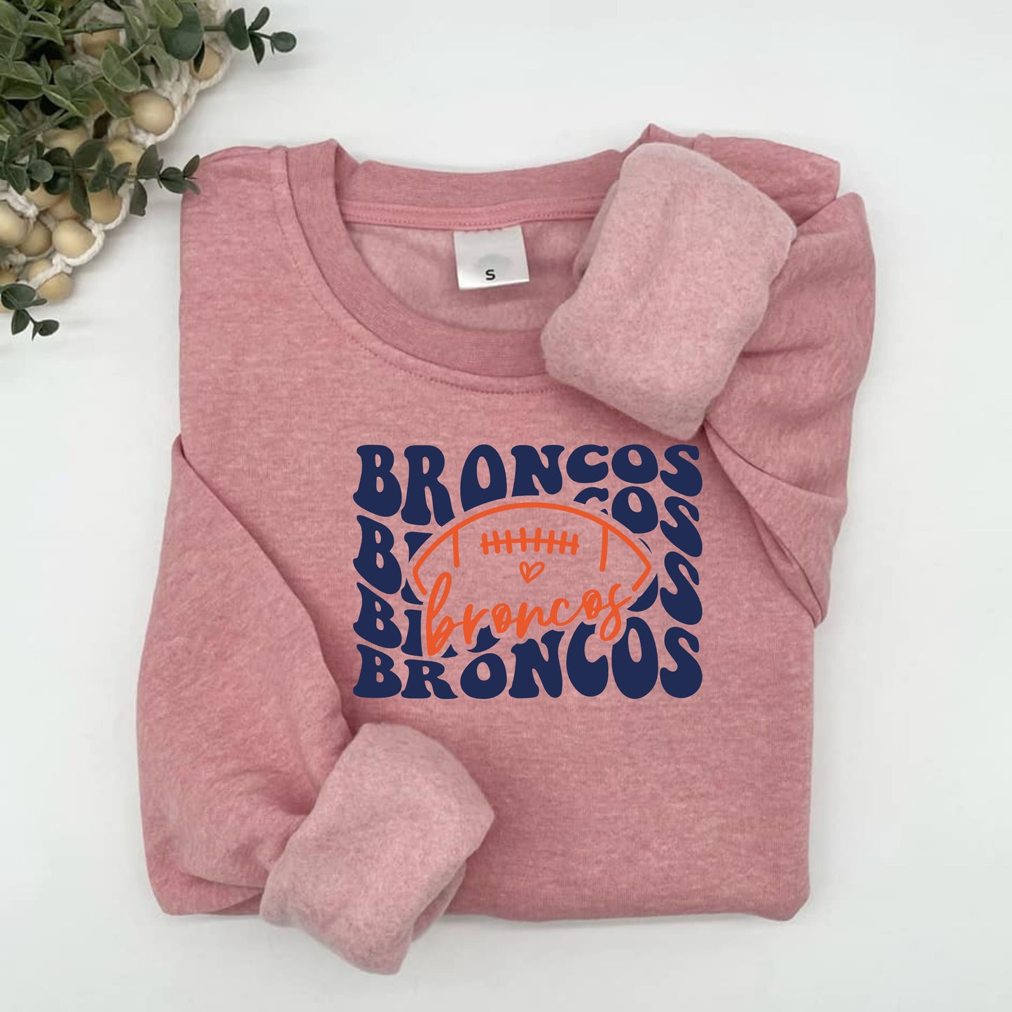 Broncos Groovy Repeat Font Plush Hoodie or Crew