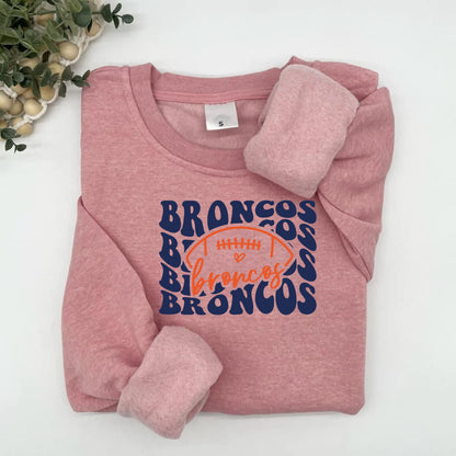 Broncos Groovy Repeat Font Plush Hoodie or Crew