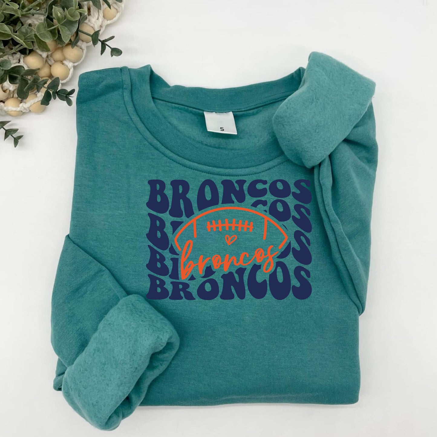 Broncos Groovy Repeat Font Plush Hoodie or Crew