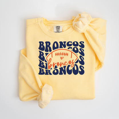 Broncos Groovy Repeat Vintage Wash Hoodie or Crew